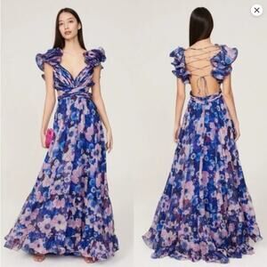 Mac Duggal Floral Cutout Gown